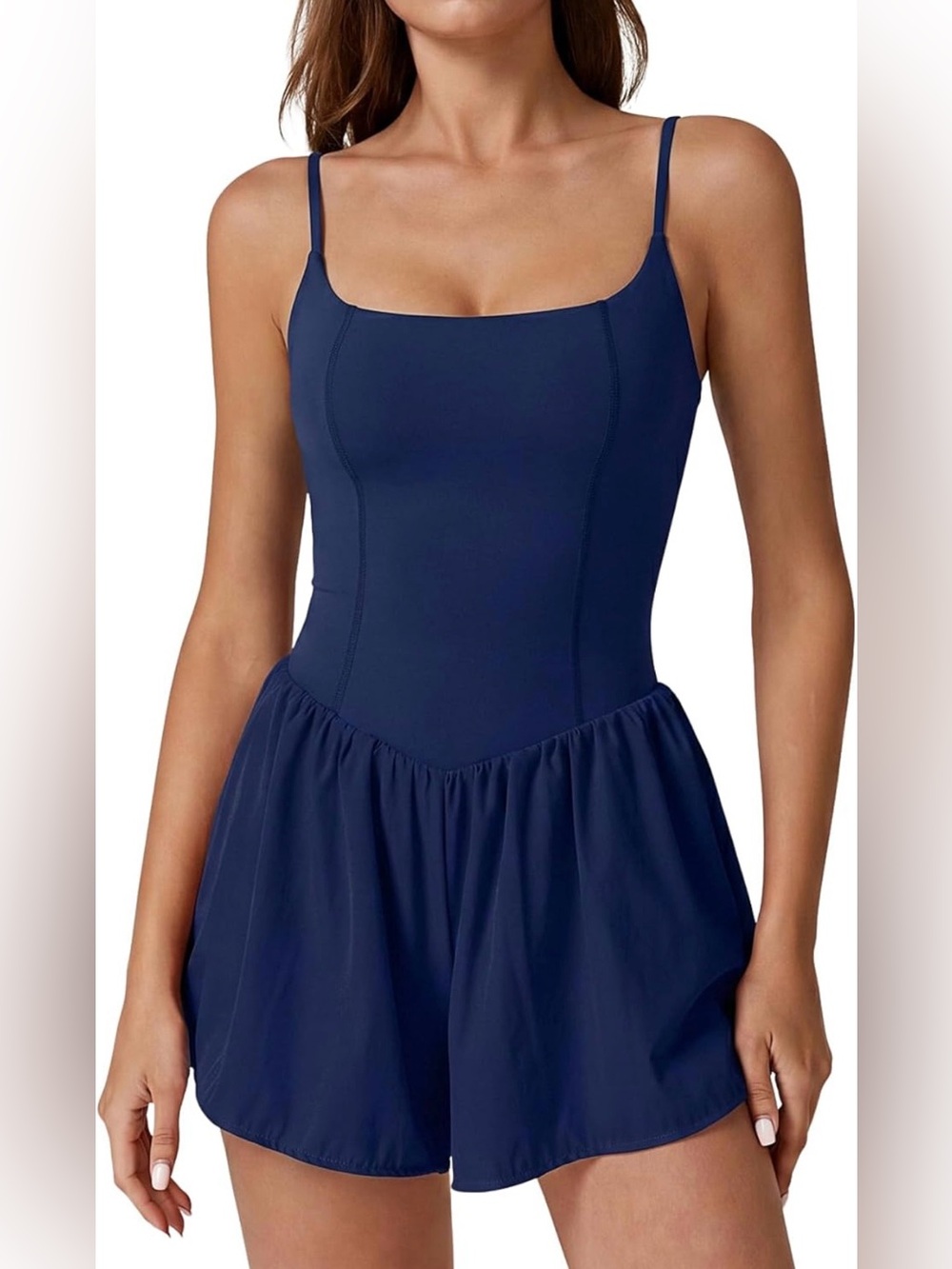 QINSEN Sleeveless Square Neck Romper Athleisure - Size Small - Never Worn